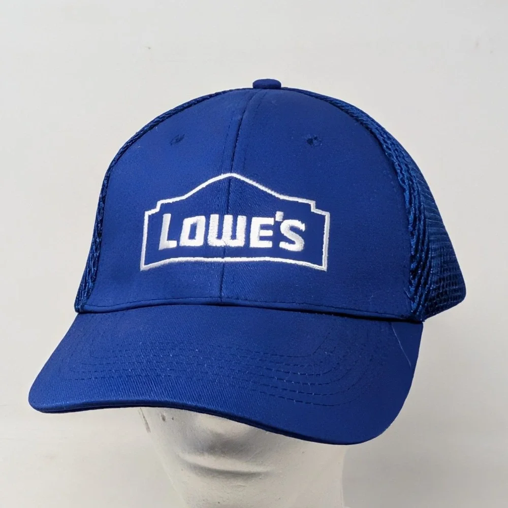 Lowes Employee Trucker Hat Blue Mesh Adjustable Snapback Cap LWE3159BL Logo